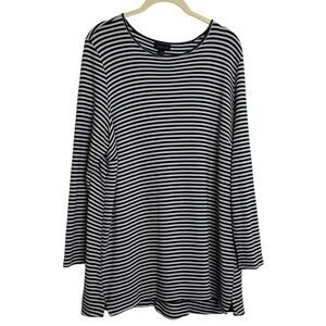 J Jill Wearever Collection Knit Tunic Size XL Black White Stripe
